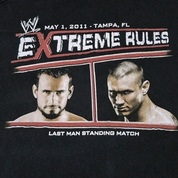 WWE Extreme Rules PPV Event T Shirt XL 2011 CM Punk WWF Wrestling Orton Cena - Picture 8 of 8
